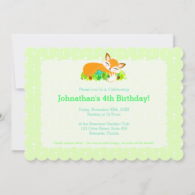 Lil Foxie Cub - Cute Baby Fox Custom Invitations (Front)