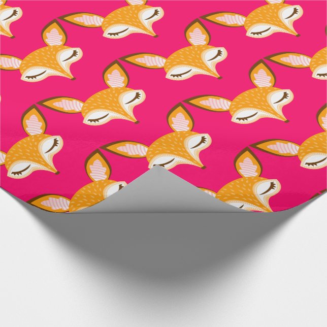 Lil Foxie - Cute Girly Fox Pattern Wrapping Paper (Corner)