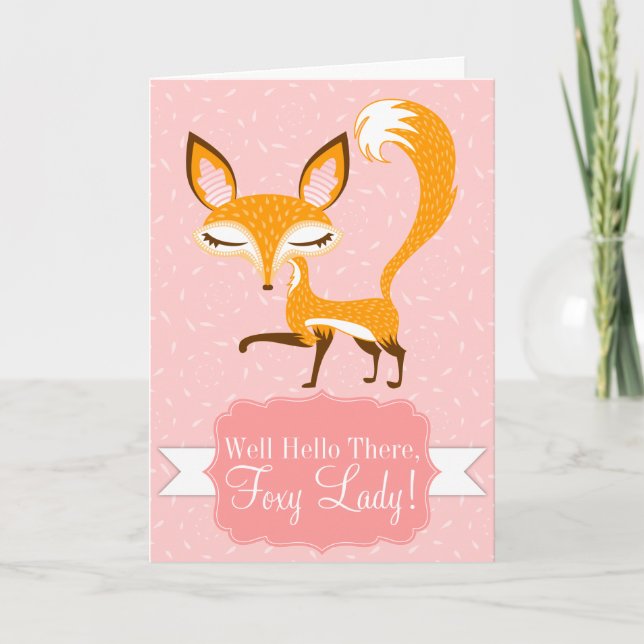Lil Foxie - Pink "Foxy Lady" Custom Greeting Card (Front)