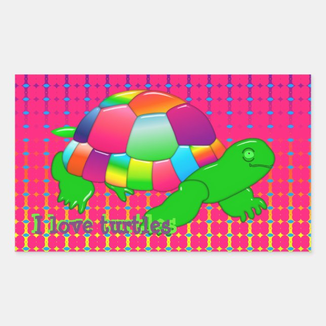 Lil Glass Turtle-Rectangular Stickers (Front)