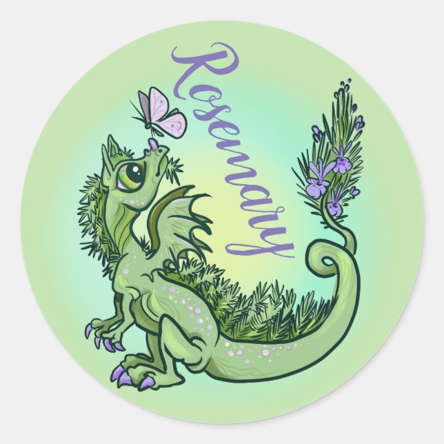 lil herb garden Dragon Rosemary Classic Round Sticker (Front)