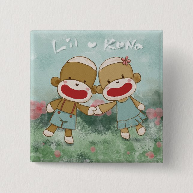 Lil & Kona Holiding Hands 15 Cm Square Badge (Front)