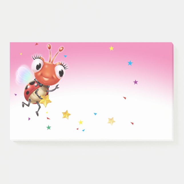 Lil Ladybug pink Post-it note block wide (Front)