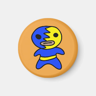 Li'l Lucha Libre Wrestler Magnet (Blue-Yellow)