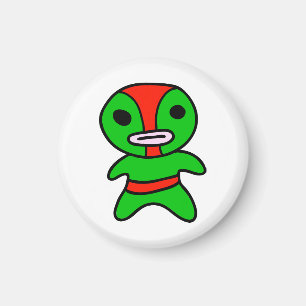 li'l Lucha Libre Wrestler Magnet (Green-Red)