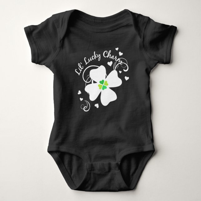 Lil' Lucky Charm Four Leaf Clover Baby Bodysuit (Front)