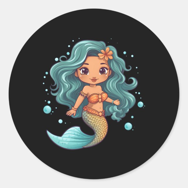Lil Mermaid Classic Round Sticker (Front)