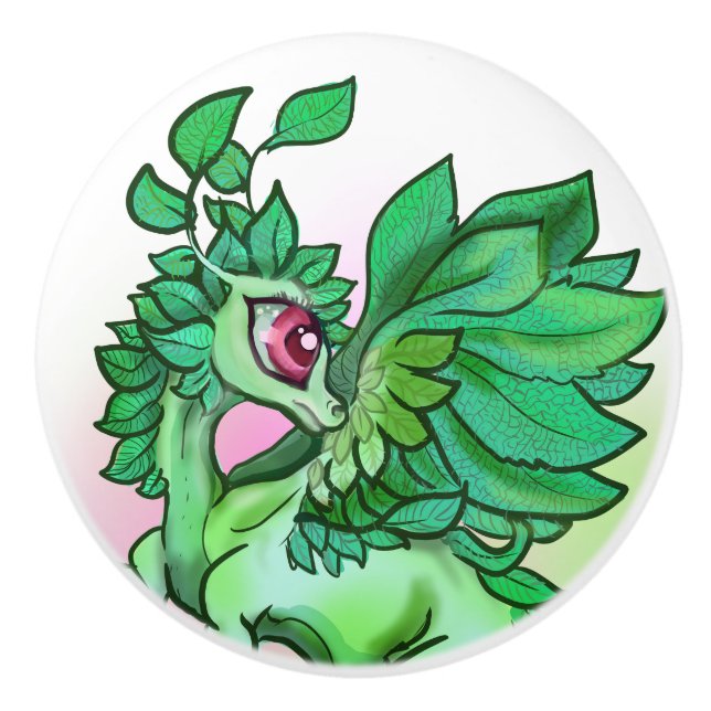 lil' Mint Herb Garden Dragon Ceramic Knob (Front)