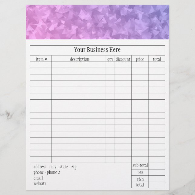 Lil Miss Claudia Order Form (Front)