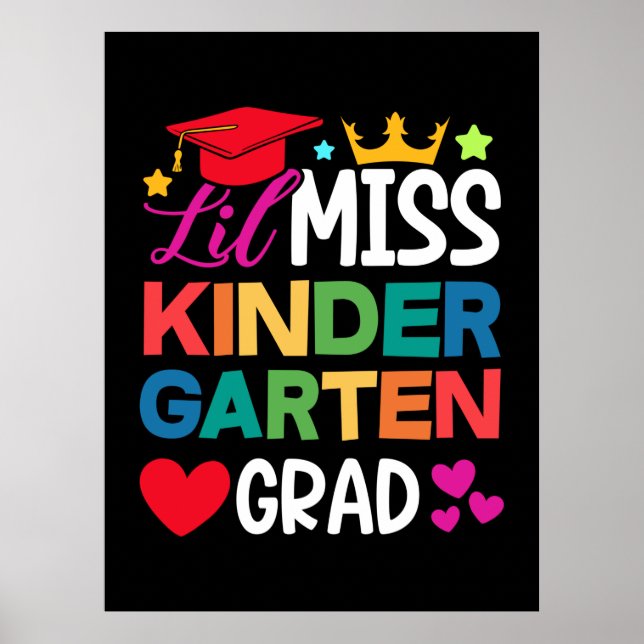 Lil Miss Kindergarten Grad Prek Graduation Poster (Front)