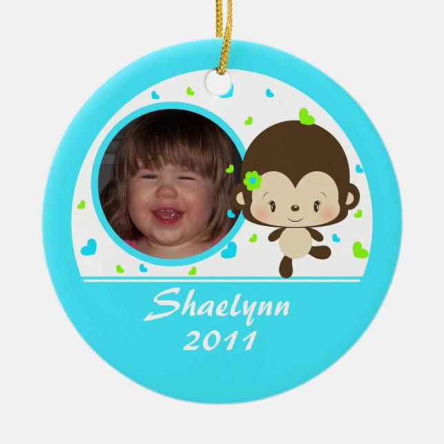 Lil Miss Monkey Custom Ornament (Front)