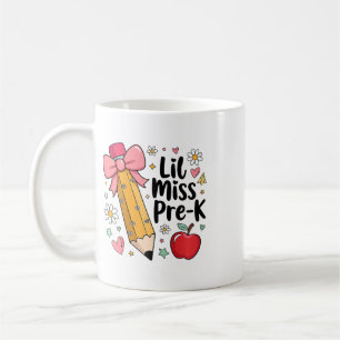 Lil Miss Pre-k Kids Girls Pencil Bow First Day Of Coffee Mug