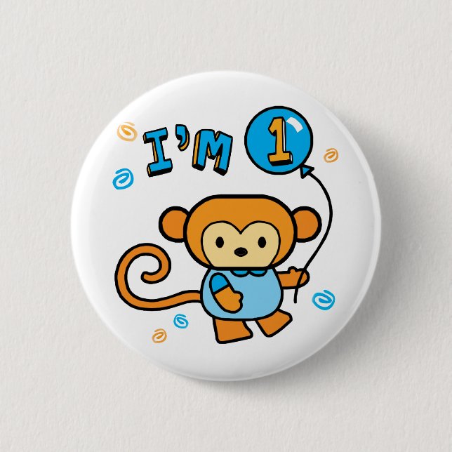 Lil Monkey 1st Birthday 6 Cm Round Badge (Front)