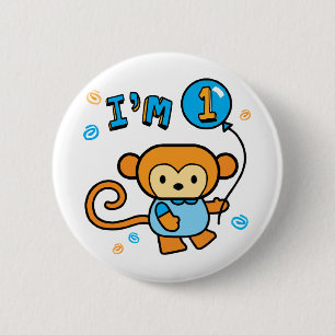 Lil Monkey 1st Birthday 6 Cm Round Badge
