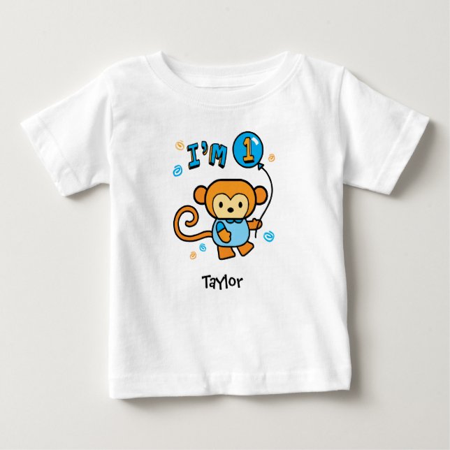 Lil Monkey 1st Birthday Baby T-Shirt (Front)