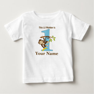 Lil Monkey First Birthday Tshirt Personalized