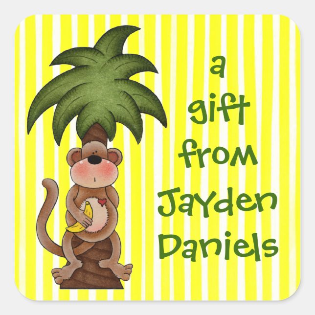 Lil Monkey Gift Stickers or Book Plate (Front)