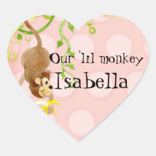 Lil Monkey, Girl Baby Shower Sticker Seal