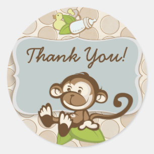 Lil Monkey Thank You Sticker/label Classic Round Sticker