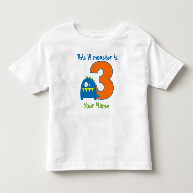 Lil Monster 3rd Birthday Personalised T-shirt (Front)