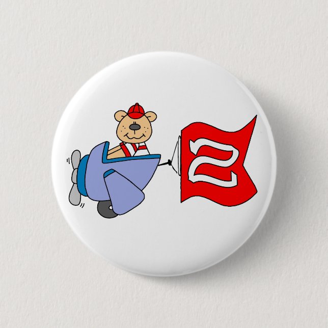 Lil Pilot Bear 2nd Birthday 6 Cm Round Badge (Front)