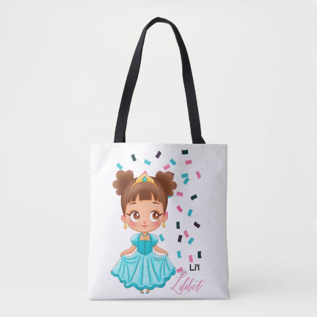 Li'L Princess LILIBET Turquoise Pretty Girly Gift Tote Bag (Front)