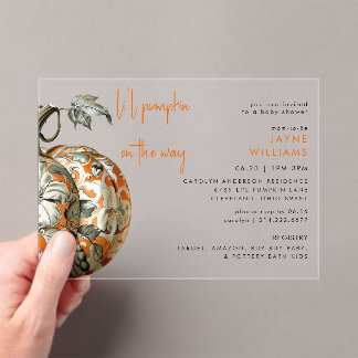 Li'l Pumpkin Baby Shower Acrylic Invitations