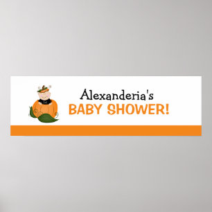 Lil Pumpkin Baby Shower Banner Poster Print