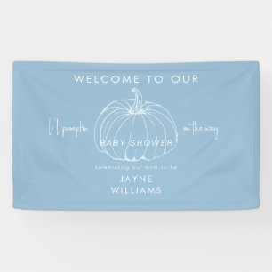 Li'l Pumpkin Blue and White Baby Shower Welcome Banner