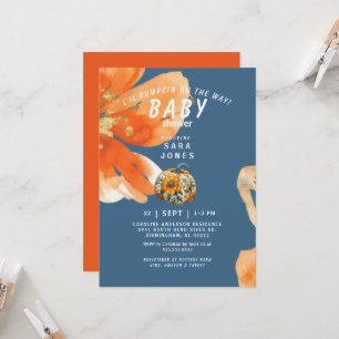 L'il Pumpkin on the Way Vibrant Baby Shower Invitation