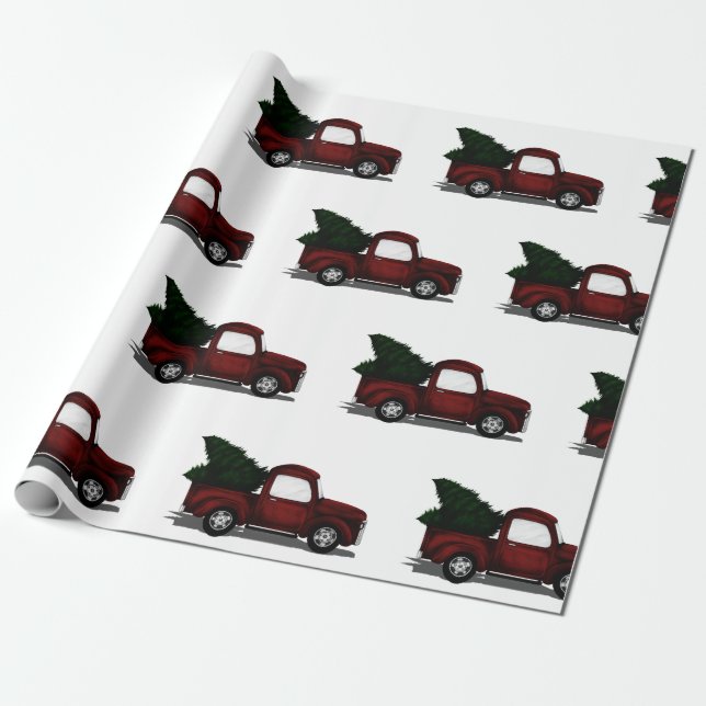 Lil Red Truck Wrapping Paper (Unrolled)