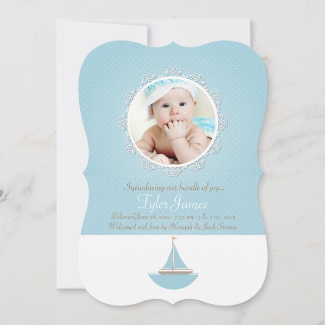 Lil' Sailor Photo Birth Announcement (Front)