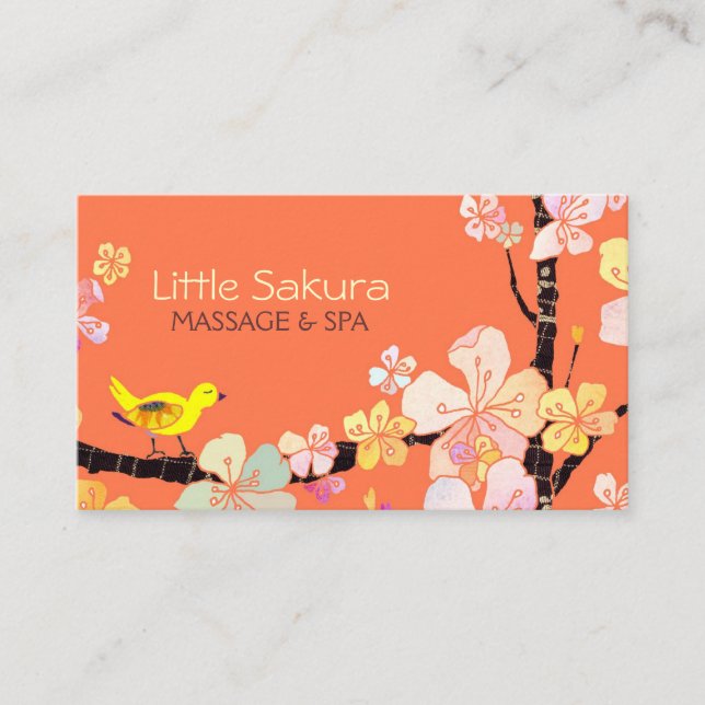 Lil Sakura Bird Massage + Spa Appointment Card (Front)
