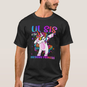 Lil Sis Of The Birthday Princess Dabbing Unicorn L T-Shirt