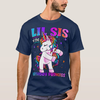 Lil Sis of the Birthday Princess Flossing Unicorn T-Shirt