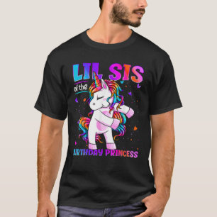 Lil Sis Of The Birthday Princess Flossing Unicorn T-Shirt