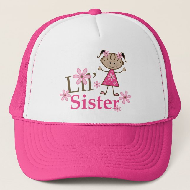 Lil Sister Ethnic Stick Figure Girl Trucker Hat (Front)
