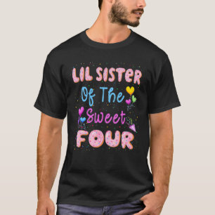 LIL Sister Of The Sweet Four 4th Doughnut Birthday T-Shirt