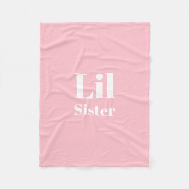 Lil Sister Pink white girl's Fleece Blanket (Front)