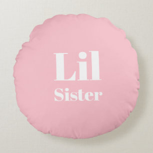 Lil Sister Pink white girl's Round Cushion