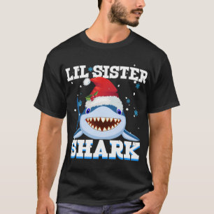 Lil Sister Shark Santa Hat Christmas T-Shirt