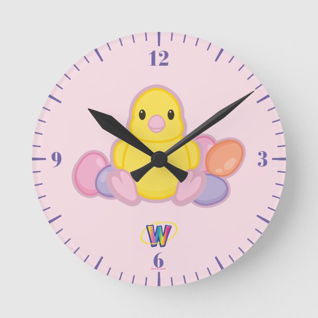 Lil Spring Chick Pattern Round Clock (Front)