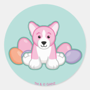 Lil Spring Corgi Pattern Classic Round Sticker