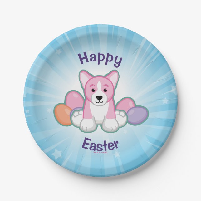 Lil Spring Corgi Pattern Paper Plate (Front)