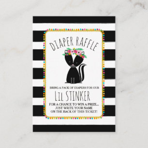 Lil Stinker Boho Skunk Baby Shower Diaper Raffle Enclosure Card
