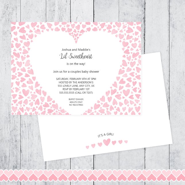 Lil Sweetheart girl watercolor baby shower Invitation (Creator Uploaded)