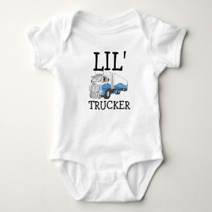 "Lil' Trucker" pun cute big rig truck Baby Bodysuit