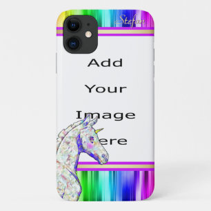 Lil Unicorn Spectral Rainbow Border (white mop) iPhone 11 Case