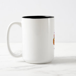 Lil Vampire with Pumpkin Candy Two-Tone Coffee Mug