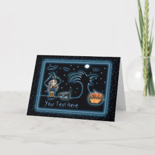 Lil Witch,Black Cat,Pumpkin `n Shadow Card